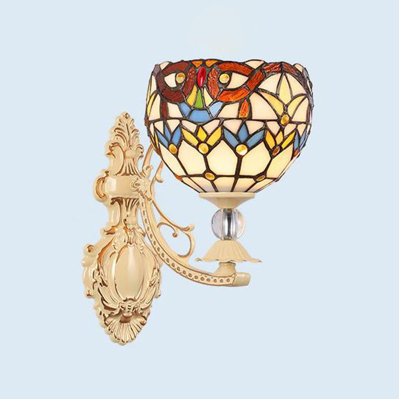 Frendorf | Dome/Ster Wandgemonteerde Verlichtingsarmatuur Victoriaans Gevlekt Glas 1 Licht Wit/Rood/Oranje Wandlamp voor Gang