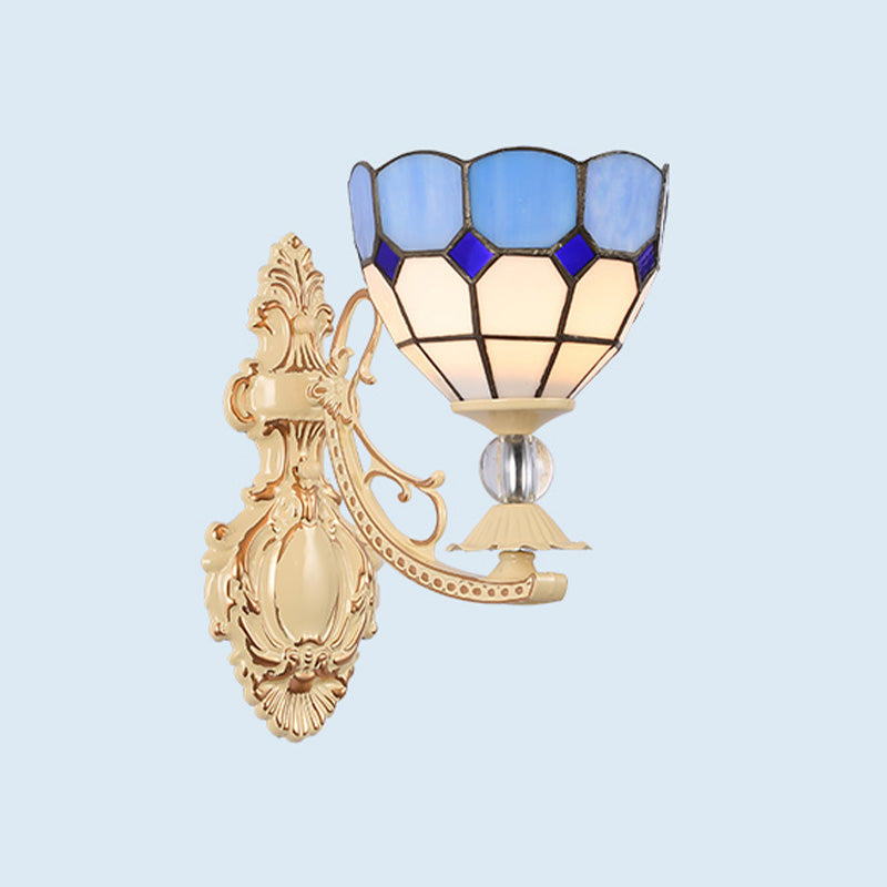 Schneiden Glas Weiß/Rot/Rosa Wandleuchte Kegel/Blume/Dome 1 Licht Mediterrane Wandlampe für Außenbereich