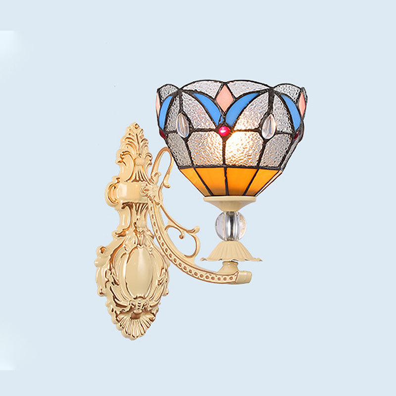 Schneiden Glas Weiß/Rot/Rosa Wandleuchte Kegel/Blume/Dome 1 Licht Mediterrane Wandlampe für Außenbereich