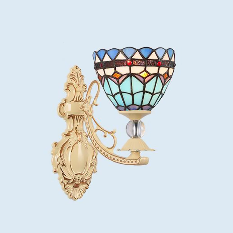 Schneiden Glas Weiß/Rot/Rosa Wandleuchte Kegel/Blume/Dome 1 Licht Mediterrane Wandlampe für Außenbereich