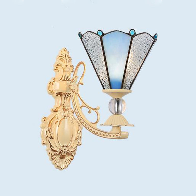 Schneiden Glas Weiß/Rot/Rosa Wandleuchte Kegel/Blume/Dome 1 Licht Mediterrane Wandlampe für Außenbereich