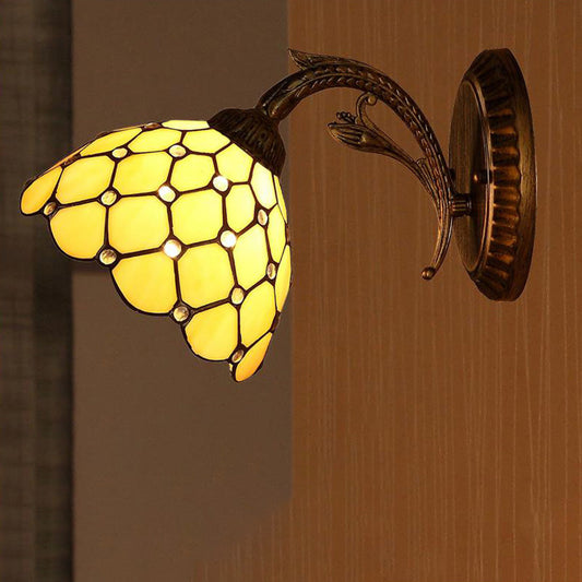Frendorf | 1 Licht Wandgemonteerde Verlichting Barok Stylische Koepel Gevlochten Kunstglas Wandlamp in Rood/Geel/Blauw voor Woonkamer