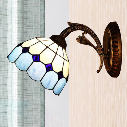 Frendorf | 1 Licht Wandgemonteerde Verlichting Barok Stylische Koepel Gevlochten Kunstglas Wandlamp in Rood/Geel/Blauw voor Woonkamer