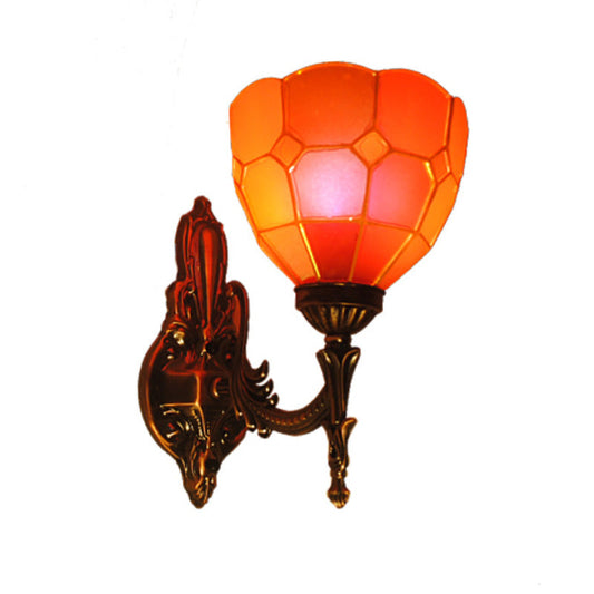 Frendorf | Dome Gebrandschilderd Glas Wandlamp Tiffany Stijl 1 Lichten Blauw/Goud/Beige Wandlamp voor Slaapkamer