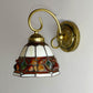 Dome Wandbeleuchtung Idee Tiffany Buntglas/Beige/Grün Buntglas 1 Licht Weiß/Messing Wandleuchte mit Stein Dekor