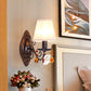 Frendorf | 1 Licht Gebogen Arm Wandlamp Vintage Witte Wandgemonteerde Lichtarmatuur voor Gang met Kegelvormige Stoffen Schaduw