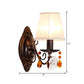 Frendorf | 1 Licht Gebogen Arm Wandlamp Vintage Witte Wandgemonteerde Lichtarmatuur voor Gang met Kegelvormige Stoffen Schaduw