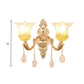 Frendorf | 1/2 Köpfe Frosted Glass Wandlampe Traditionalist Gold Flower Wohnzimmer Wandmontierte Licht mit Kristall Drapierung