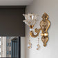 Frendorf | 1/2 Bulbs Wandleuchte Sconces Traditionelle Wohnzimmer Wandbeleuchtung mit Blütenwasser-Glas-Schirm in Messing