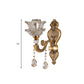 Frendorf | 1/2 Bulbs Wandleuchte Sconces Traditionelle Wohnzimmer Wandbeleuchtung mit Blütenwasser-Glas-Schirm in Messing