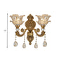 Frendorf | 1/2 Bulbs Wandleuchte Sconces Traditionelle Wohnzimmer Wandbeleuchtung mit Blütenwasser-Glas-Schirm in Messing