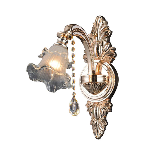 Frendorf | 1/2 Lichten Kristallen Wandlamp Traditionalist Gouden Bloem Woonkamer Wandgemonteerd Licht