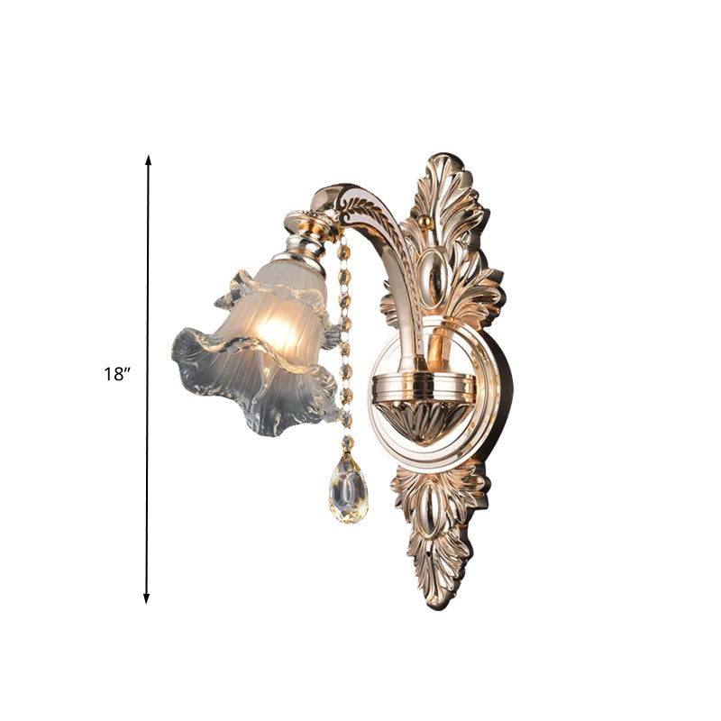 Frendorf | 1/2 Lichten Kristallen Wandlamp Traditionalist Gouden Bloem Woonkamer Wandgemonteerd Licht
