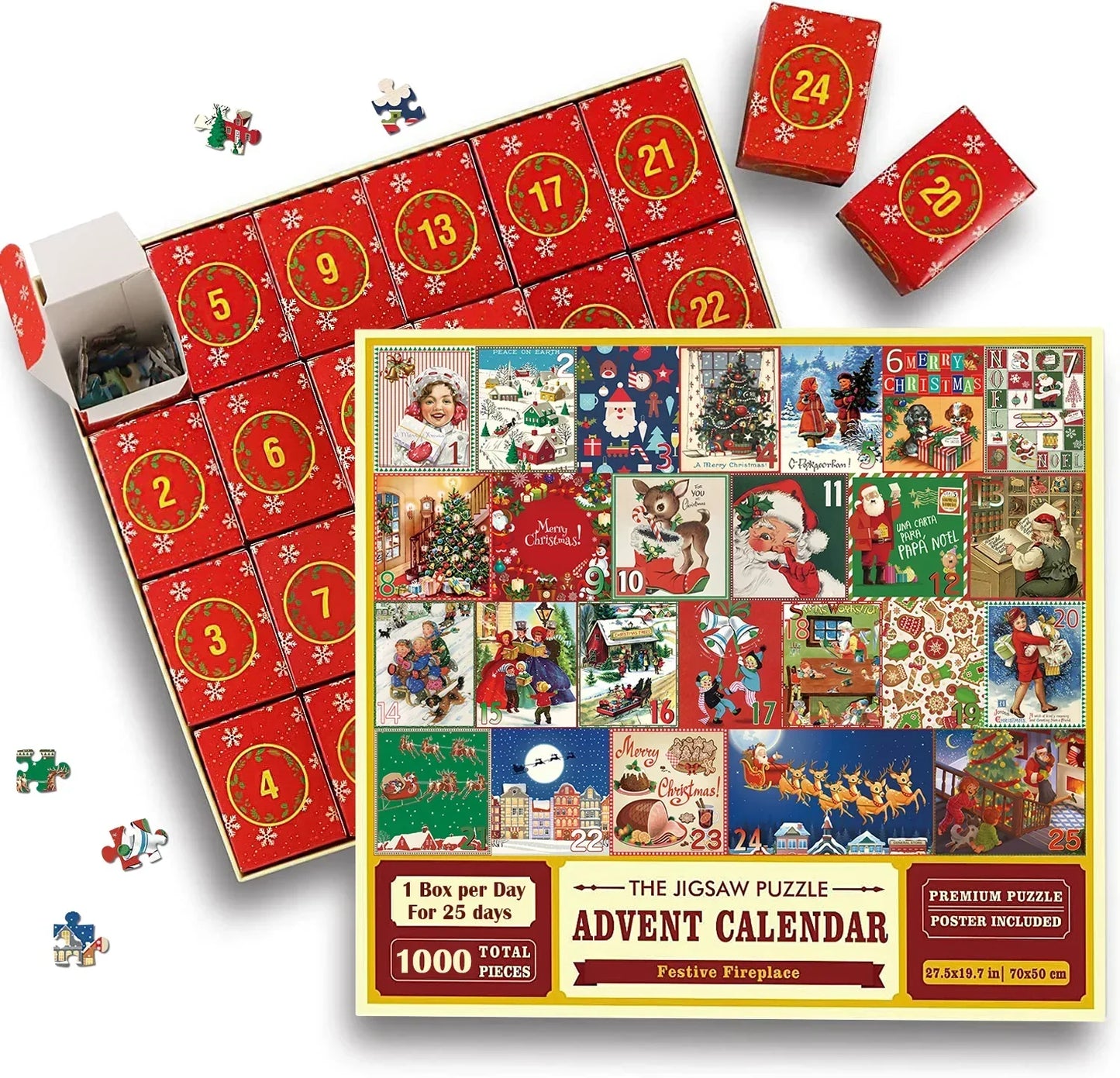 Frendorf | Adventskalender Weihnachts-Puzzle Blind Box 24 Teile 1000 Teile