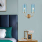 Frendorf | AstraGlas | Glas-Eisen Wandleuchte | 1- oder 2-flammig | Cognac & Hellblau