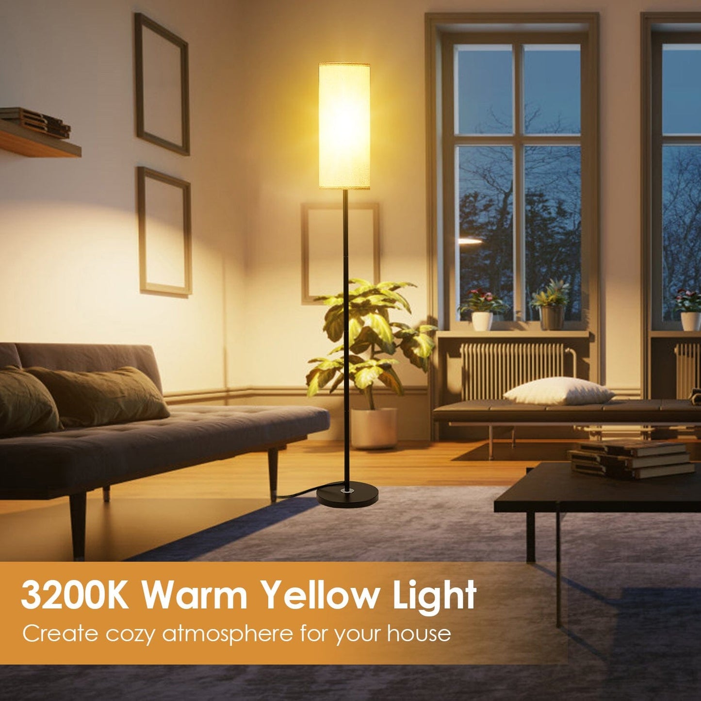 Frendorf | 3200K Warmgelbes Licht Moderne Stehlampe mit Fußschalter 6W Glühbirne