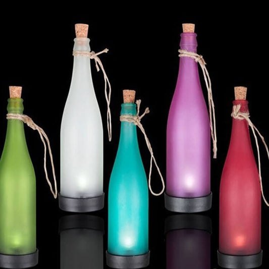 5 Stück Solar Weinflasche Licht Außen Deko Plastik LED Hängeleuchte