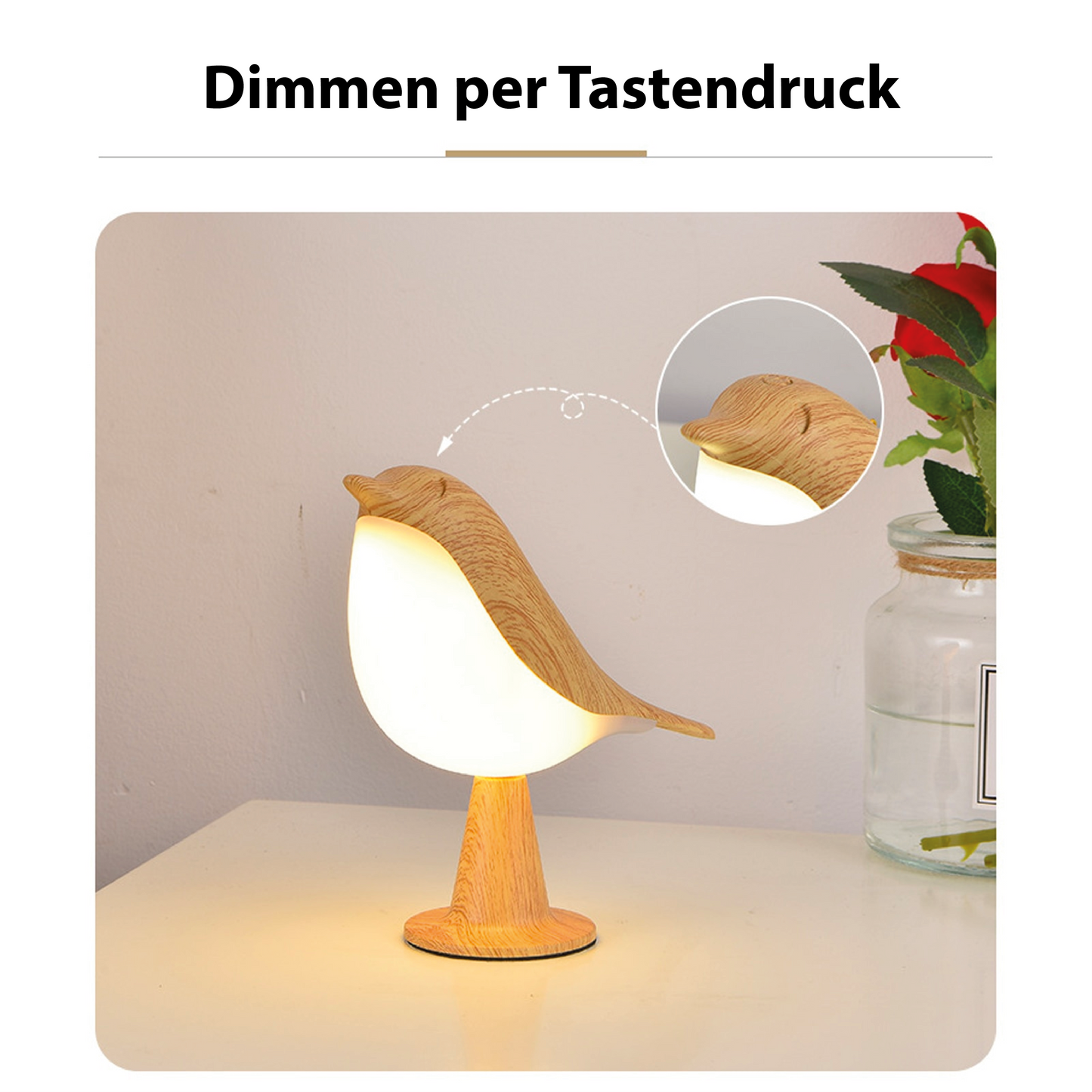 Frendorf | BirdGlow Dekorative Tischleuchte | Stilvolle Designer Lampe | Natürliche Materialien | Exklusive Deko für Zuhause