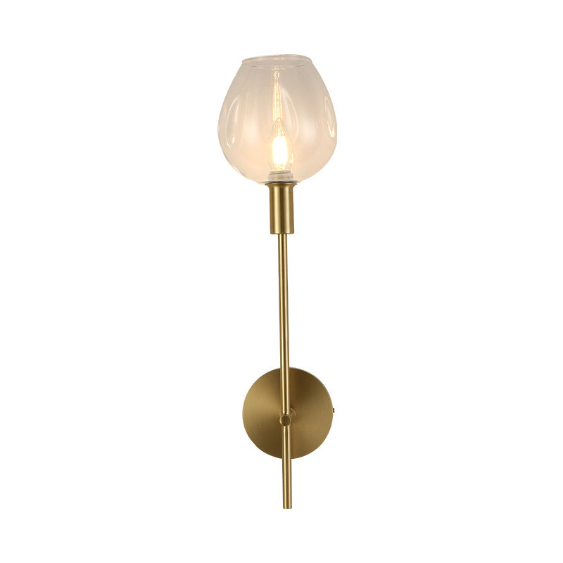 Frendorf | Klarer Glasbecher Wandleuchte Modern 1 Kopf Wandmontierte Lampe in Gold mit Metallbleistiftarm