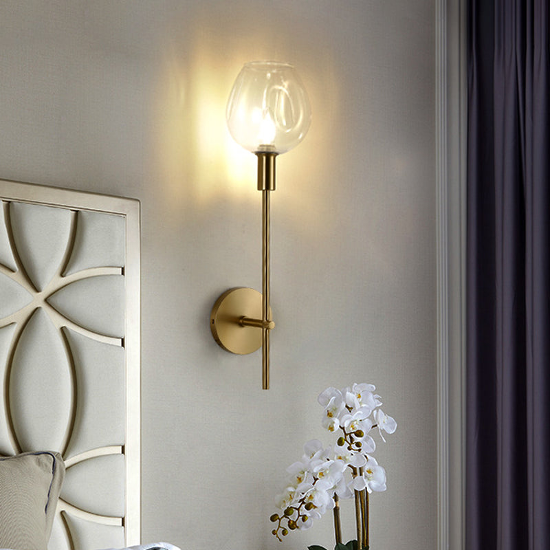 Frendorf | Klarer Glasbecher Wandleuchte Modern 1 Kopf Wandmontierte Lampe in Gold mit Metallbleistiftarm
