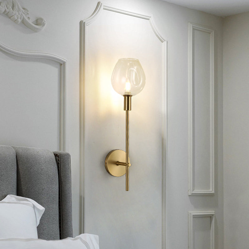 Frendorf | Klarer Glasbecher Wandleuchte Modern 1 Kopf Wandmontierte Lampe in Gold mit Metallbleistiftarm