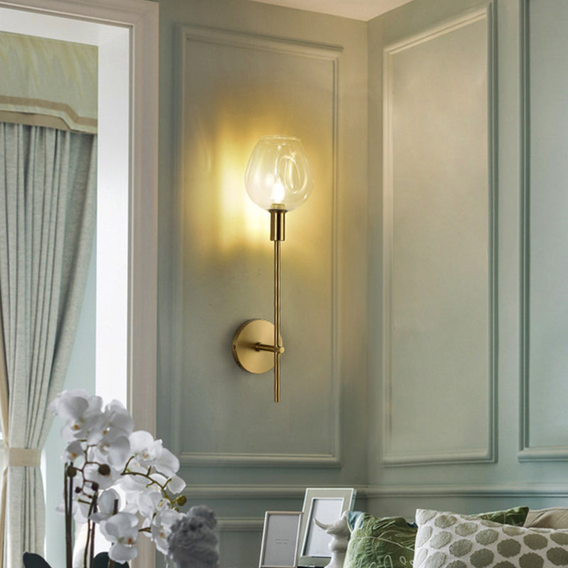 Frendorf | Klarer Glasbecher Wandleuchte Modern 1 Kopf Wandmontierte Lampe in Gold mit Metallbleistiftarm
