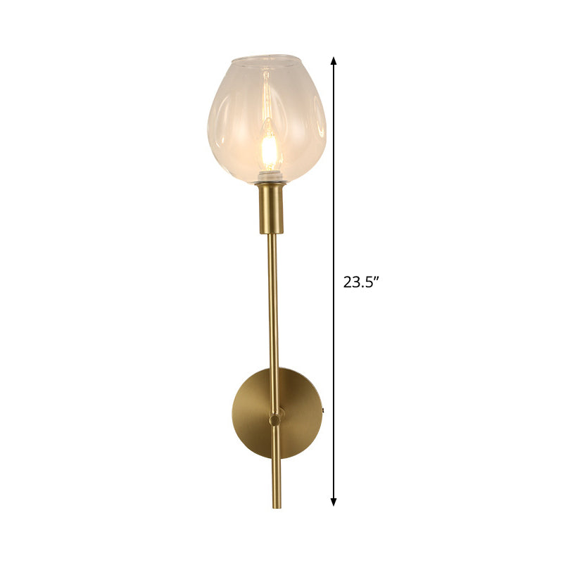 Frendorf | Klarer Glasbecher Wandleuchte Modern 1 Kopf Wandmontierte Lampe in Gold mit Metallbleistiftarm