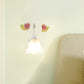 Frendorf | Ivoor Glazen Bloem Wandlamp Platteland 1 Hoofd Woonkamer Wandverlichting Armatuur in Wit/Roze/Blauw