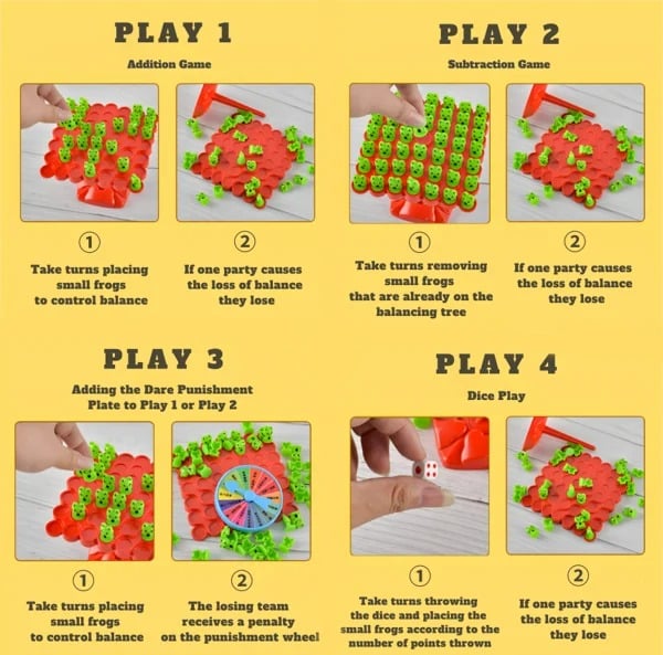 Frendorf | Balance Brettspiel | Montessori Lernspielzeug | Buntes Froschdesign