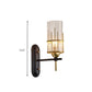 Frendorf | 1 Glühbirne Wandlicht Sconce Traditionelle Wohnzimmer Wandbeleuchtungseinrichtung mit zylindrischem klarem Glas-Schirm in Gold