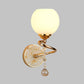 Frendorf | Dome Schlafzimmer Wandleuchte Traditionelles Frosted Glas 1 Kopf Gold/Chrom Wandbeleuchtung mit Kristallkugel