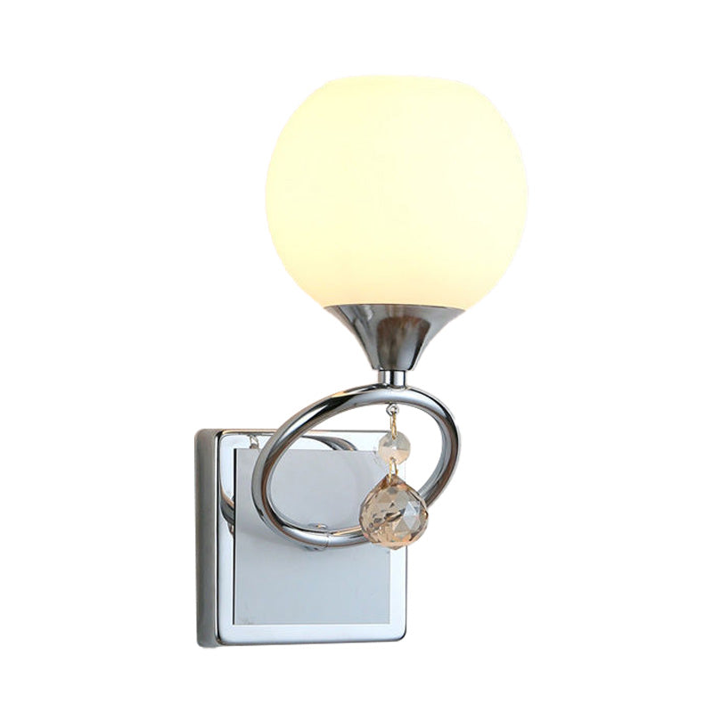 Frendorf | Dome Schlafzimmer Wandleuchte Traditionelles Frosted Glas 1 Kopf Gold/Chrom Wandbeleuchtung mit Kristallkugel