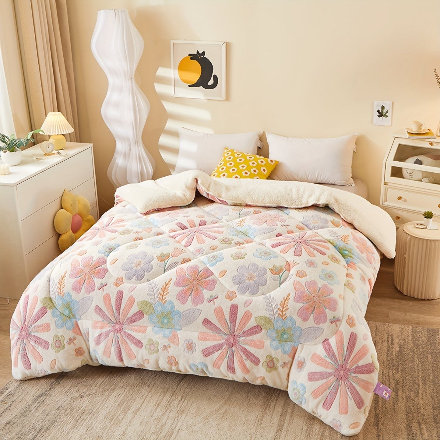 Frendorf | Bequiltiger floraler Flanellbettbezug für das Schlafzimmer