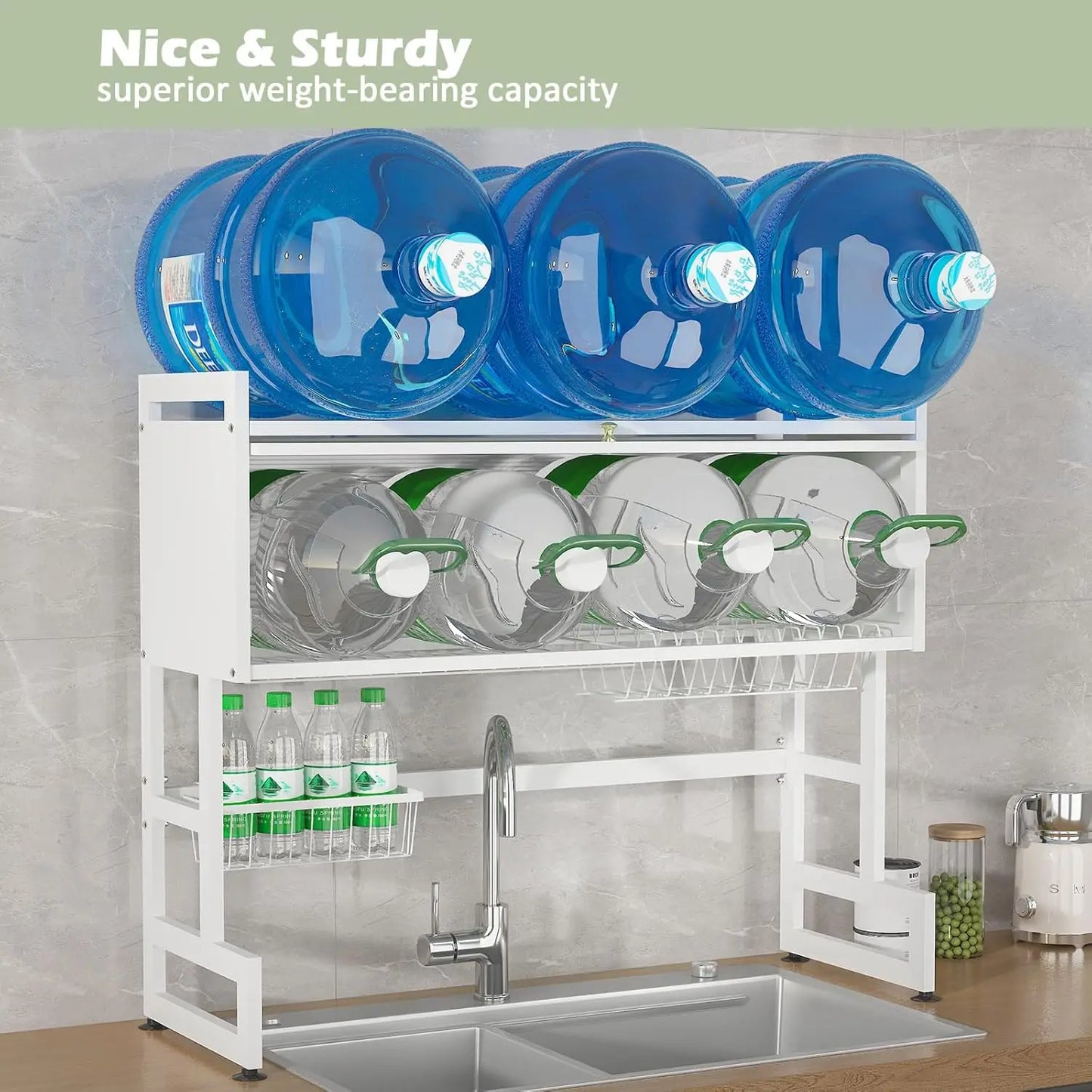 Frendorf | 33" Länge 2-Tier Weißer Geschirrabtropfer Trockenregal Küchenorganizer