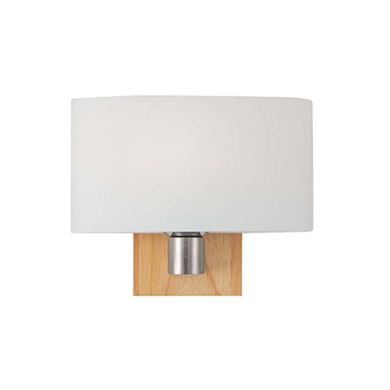 Frendorf | Witte Glazen Ovale Wandverlichting Modernistisch 1 Kop Sconcelamp met Rechthoekige Houten Achterplaat