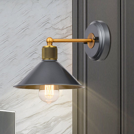 Frendorf | Cone Shade Wandlamp Vintage Stijl Metaal 1 Lamp Zwart en Goud Wand Sconces Verlichting