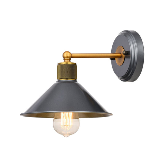 Frendorf | Cone Shade Wandlamp Vintage Stijl Metaal 1 Lamp Zwart en Goud Wand Sconces Verlichting