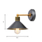 Frendorf | Cone Shade Wandlamp Vintage Stijl Metaal 1 Lamp Zwart en Goud Wand Sconces Verlichting