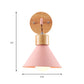 Frendorf | Kegelvormige Metallic Wandlamp Nordic Stijlvolle 1 Licht Blauw/Roze/Wit Wandmontage Lamp met Houten Kap
