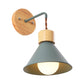 Frendorf | Kegelvormige Metallic Wandlamp Nordic Stijlvolle 1 Licht Blauw/Roze/Wit Wandmontage Lamp met Houten Kap
