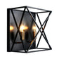 Frendorf | Vierkant metalen wandlamparmatuur boerenstijl 2 lampen zwarte afwerking wandlamp met draadframe