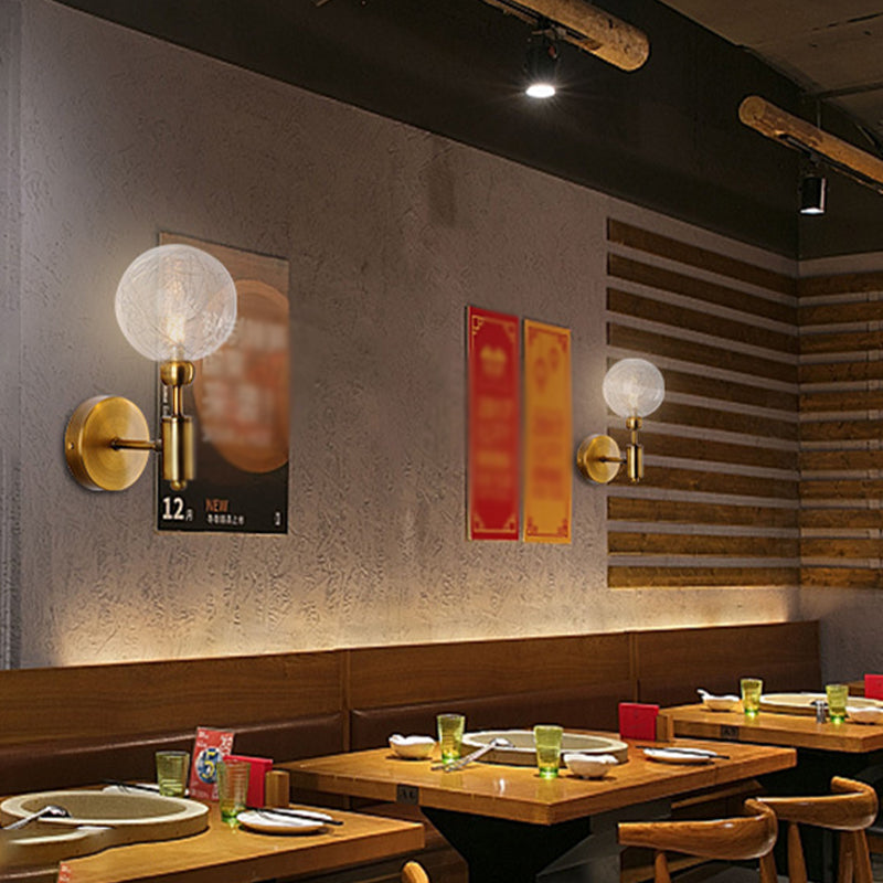 Frendorf | 1/2-Licht Schlafzimmer Wandleuchte Industriestil Schwarz/Messing Finish Wandleuchte mit Orbit Klar Glas Shade