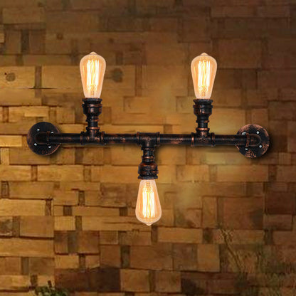 Frendorf | Metalen Exposed Wandlamp Fixture Industrie Stijl 3 Koppen Verweerd Koper Wandlamp met Waterpijp