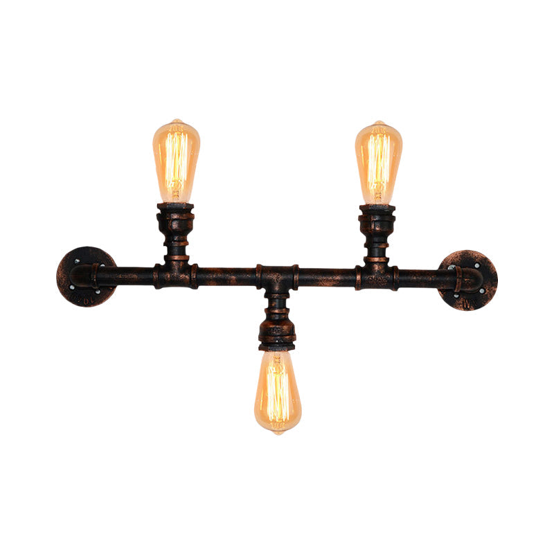 Frendorf | Metalen Exposed Wandlamp Fixture Industrie Stijl 3 Koppen Verweerd Koper Wandlamp met Waterpijp