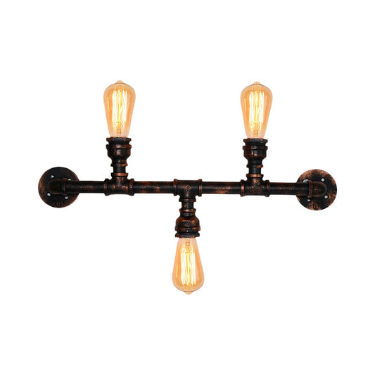 Frendorf | Metalen Exposed Wandlamp Fixture Industrie Stijl 3 Koppen Verweerd Koper Wandlamp met Waterpijp