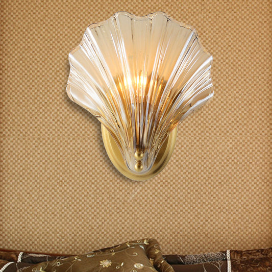 Frendorf | 1 Glühbirne Wandmontage Licht Traditionalist Schlafzimmer LED Wand Sconces Beleuchtung mit Muschel klarem Glas Schirm