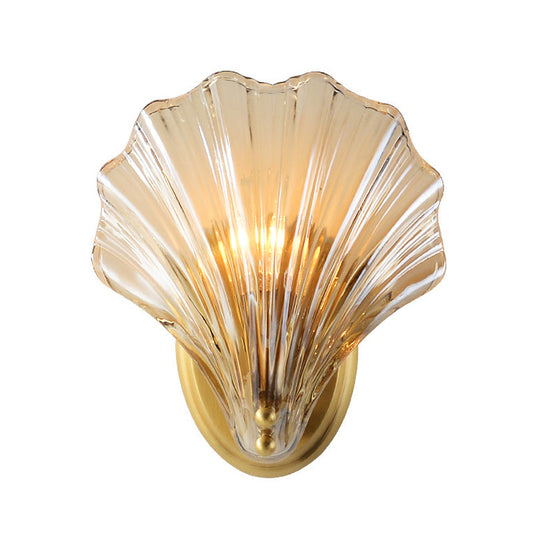 Frendorf | 1 Glühbirne Wandmontage Licht Traditionalist Schlafzimmer LED Wand Sconces Beleuchtung mit Muschel klarem Glas Schirm