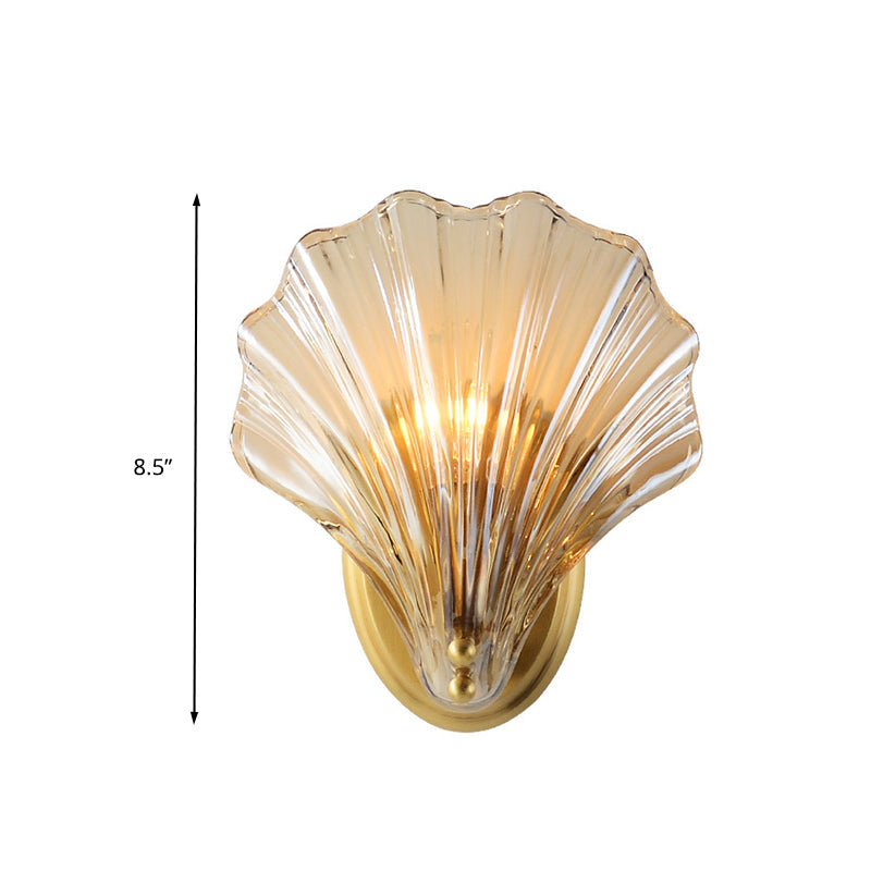 Frendorf | 1 Glühbirne Wandmontage Licht Traditionalist Schlafzimmer LED Wand Sconces Beleuchtung mit Muschel klarem Glas Schirm