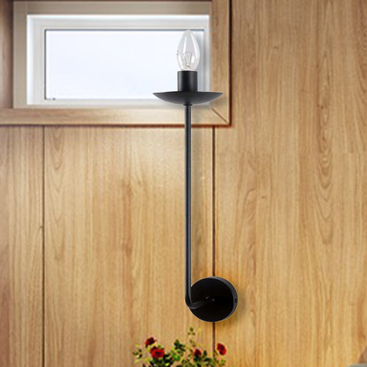 Frendorf | Schwarzes Finish Exposed Wandleuchte Industrie-Stil 1 Glühbirne Metall Wandmontage Licht mit Kerzendesign