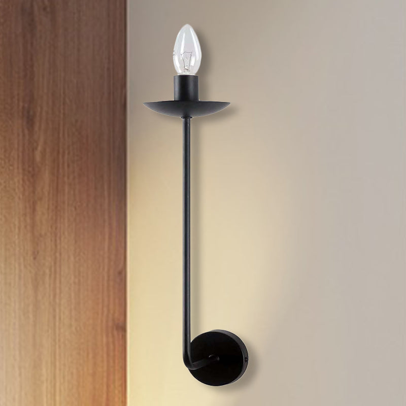 Frendorf | Schwarzes Finish Exposed Wandleuchte Industrie-Stil 1 Glühbirne Metall Wandmontage Licht mit Kerzendesign